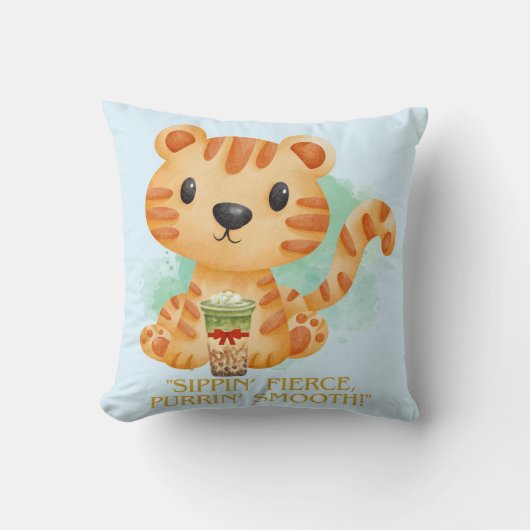 Tigerziffer Cartoon Kissen (Vorderseite)