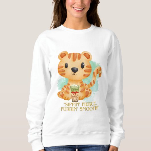 Tigerziffer Cartoon Sweatshirt (Vorderseite)