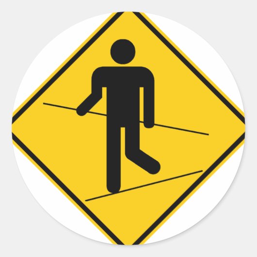 Tightrope Walker Zone Highway-Zeichen Runder Aufkleber (Vorderseite)