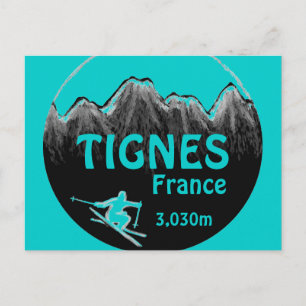 Tignes France aquamarines Skigo Logo Kunst Postkar Postkarte