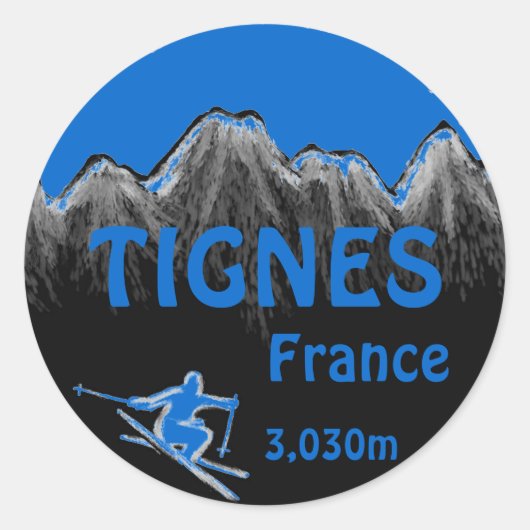 Tignes France blue ski logo art sticker (Vorderseite)