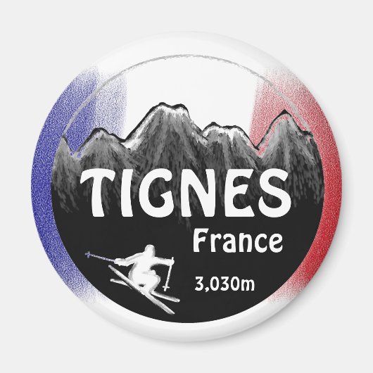 Tignes France flagge ski logo art magnet (Vorne)