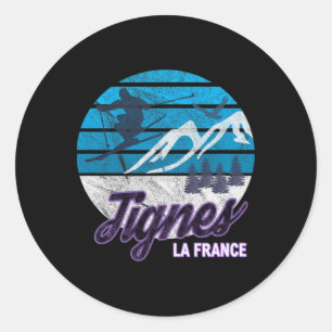 Tignes France French Alps Ski Resort Snowboarden Runder Aufkleber