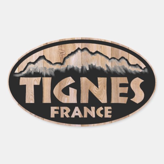 Tignes France hölzerne ovale Aufkleber (Vorderseite)