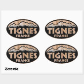 Tignes France hölzerne ovale Aufkleber (Blatt)