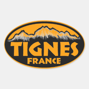 Tignes France orange oval Aufkleber