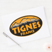 Tignes France orange oval Aufkleber (Umschlag)