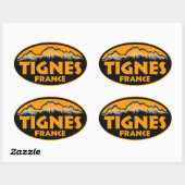 Tignes France orange oval Aufkleber (Blatt)