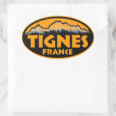 Tignes France orange oval Aufkleber (Tasche)