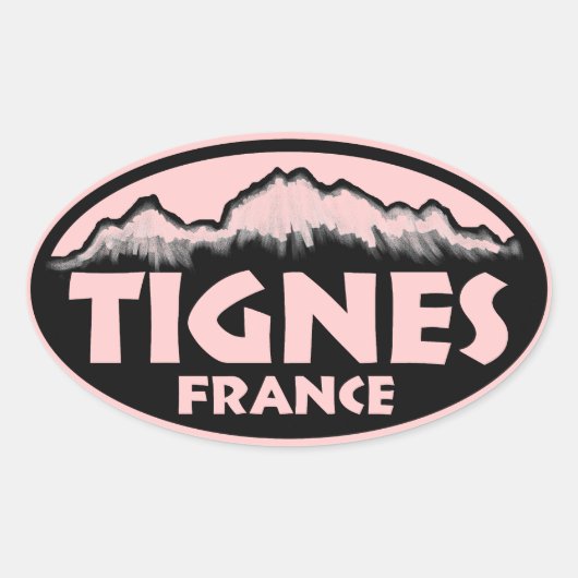 Tignes France rosa ovale Aufkleber (Vorderseite)