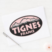 Tignes France rosa ovale Aufkleber (Umschlag)