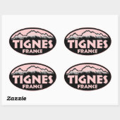 Tignes France rosa ovale Aufkleber (Blatt)