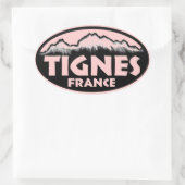 Tignes France rosa ovale Aufkleber (Tasche)