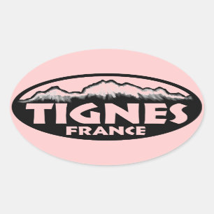 Tignes France rosa ovale Aufkleber