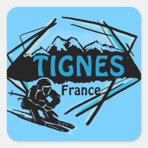 Tignes Frankreich des blauen künstlerische Quadratischer Aufkleber