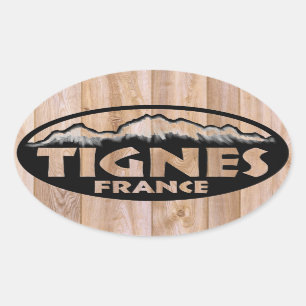 Tignes Frankreich hölzerne ovale Aufkleber