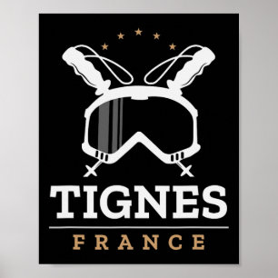 Tignes Frankreich Skigebiet Vintage Skifahren Snow Poster