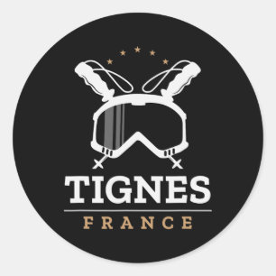 Tignes Frankreich Skigebiet Vintage Skifahren Snow Runder Aufkleber