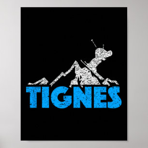 Tignes Ski Snowboarden France Resort Distresse Poster