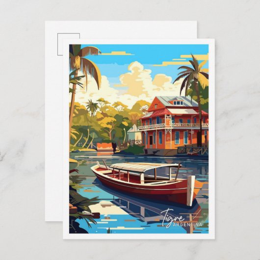 Tigre Argentina Travel Vintag Illustration Postkarte (Vorne/Hinten)