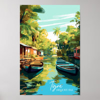 Tigre Argentina vintage travel Illustration