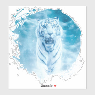 Tigre Blanc Animal Vie Sauvage Jungle Nature Aufkleber