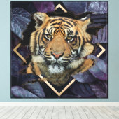 Tigre Com Folhas Lilases Leinwanddruck (Insitu (Holzboden))