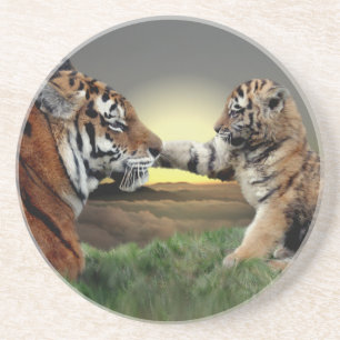 Tigre und Junges Achterbahn Untersetzer
