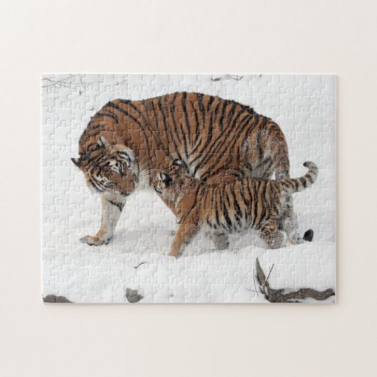 Tigress and Cube im Schnee Puzzle (Horizontal)