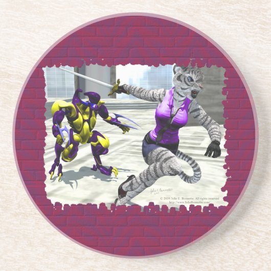 Tigress-Untersetzer Sandstein Untersetzer (Vorne)