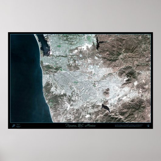 Tijuana, Baja California Mexico Satellitenposter Poster (Vorne)