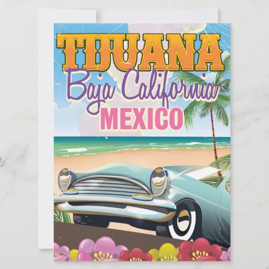 Tijuana Baja California Mexiko Reiseplakat Einladung (Rückseite)
