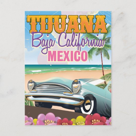Tijuana Baja California Mexiko Reiseplakat Postkarte (Vorderseite)