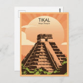 Tikal Guatemala Maya Temple Aquarell Postkarte (Vorne/Hinten)