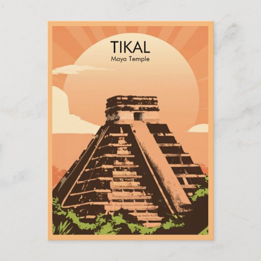 Tikal Guatemala Maya Temple Aquarell Postkarte (Vorderseite)
