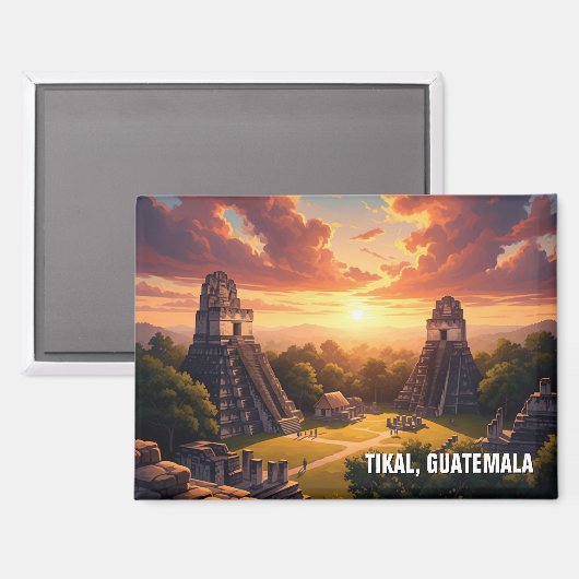 Tikal Guatemala Sunset Magnet (Vorderseite/Rückseite)