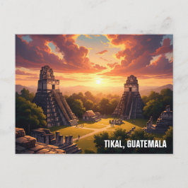 Tikal Guatemala Sunset Postkarte