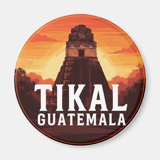 Tikal Guatemala Sunset Travel Magnet (Vorne)