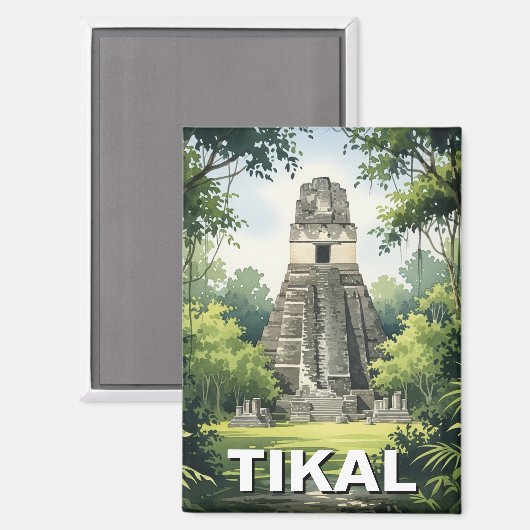 Tikal Guatemala Wassercolor Magnet (Vorderseite/Rückseite)