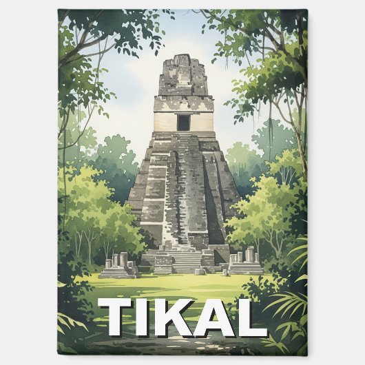 Tikal Guatemala Wassercolor Magnet (Vorderseite)