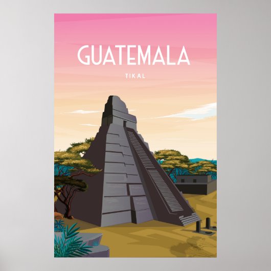 Tikalposter, guatemaltekische Reisekunst, Maya-Rui Poster (Vorne)