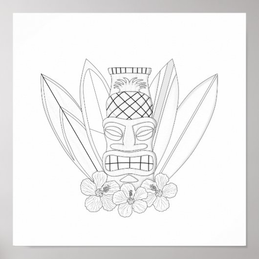 Tiki Adult Coloring Poster (Vorne)