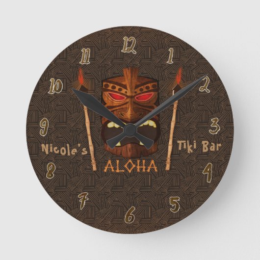 Tiki ALOHA Bar Tropical Custom Personalisiert Runde Wanduhr (Vorderseite)