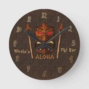 Tiki ALOHA Bar Tropisch Benutzerdefiniert Personal Runde Wanduhr