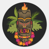 Tiki Aloha Runder Aufkleber (Vorderseite)