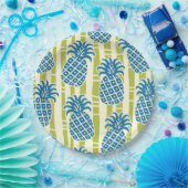 Tiki-Ananas-Bambus-Streifen-Muster Pappteller (Party)