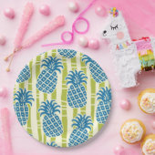 Tiki-Ananas-Bambus-Streifen-Muster Pappteller (Party)