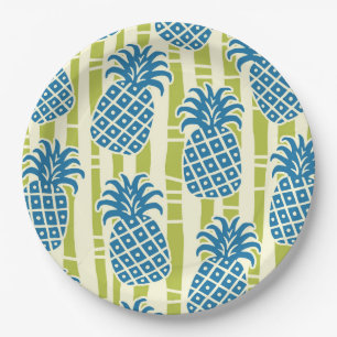 Tiki-Ananas-Bambus-Streifen-Muster Pappteller