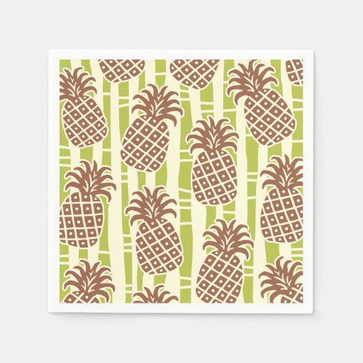 Tiki-Ananas-Bambus-Streifenmuster Serviette (Vorderseite)