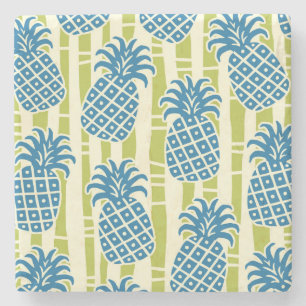 Tiki-Ananas-Bambus-Streifenmuster Steinuntersetzer